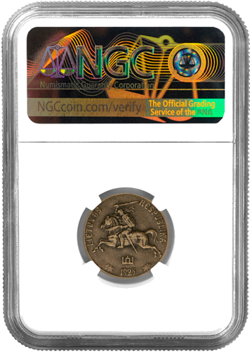 1925 Lietuva 10 centų moneta Sertifikuota NGC (2)