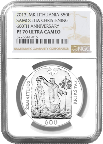 2013 The 600th Anniversary of Samogitian Baptism Lithuania 50 litas silver coin PF 70 ULTRA CAMEO (1)
