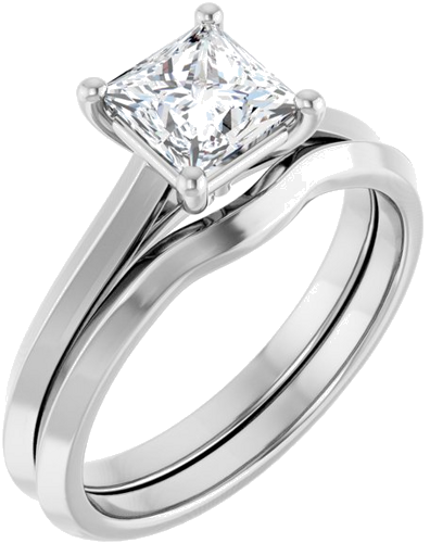 Sužadėtuvių Žiedas „Claw-Prong“ 14k white gold Square 5.5mm (6)