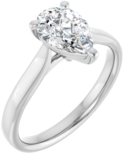 Sužadėtuvių Žiedas „Solitaire“ 585 Baltojo Aukso Pear Shape 9mm x 6mm (3)