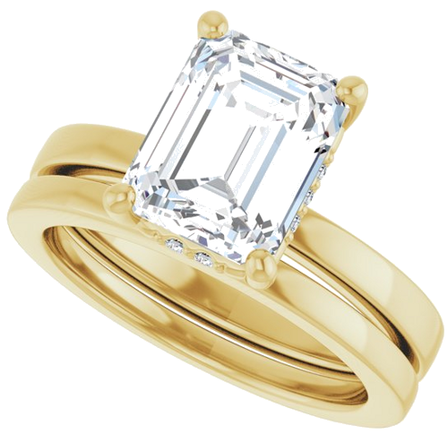 Sužadėtuvių Žiedas „Hidden Halo-Style“ 14k yellow gold Emerald 9mm x 7mm (10)