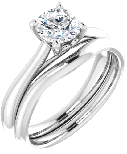 14K White  6 mm Round Solitaire Engagement Ring Mounting (6)