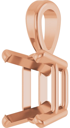 14K Rose 6x4.5 mm Emerald 4-Prong Pendant Mounting (2)