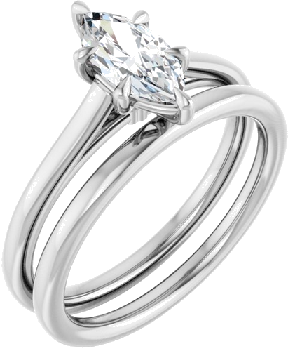 Sužadėtuvių Žiedas „Claw-Pong“ 14k white gold Marquise 9mm x 4.5mm (6)