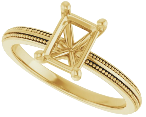 Sužadėtuvių Žiedas „Solitaire Milgrain“ 14k yellow gold Emerald 7mm x 5mm (5)