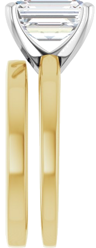 14K Yellow White 9x7 mm Emerald Solitaire Engagement Ring Mounting (9)