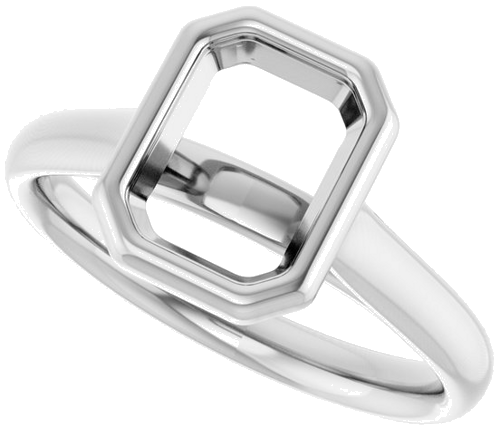 14K White  8x6 mm Emerald Solitaire Engagement Ring Mounting (5)