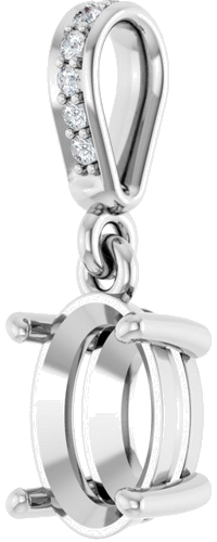 14K White 8x6 mm Oval .03 CTW Natural Diamond Semi-Set Pendant (2)