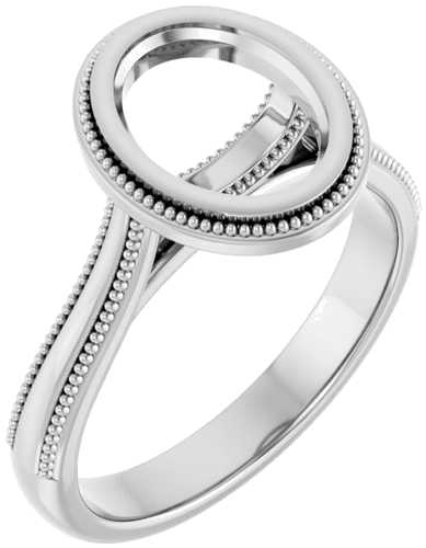 14K White 9x7 mm Oval Solitaire Engagement Ring Mounting (1)
