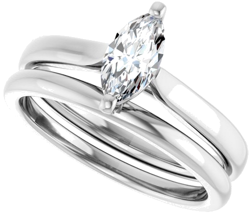 Sužadėtuvių Žiedas „Solitaire“ 585 Baltojo Aukso Marquise 8mm x 4mm (10)