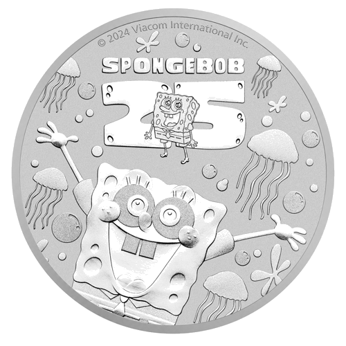 1 oz Спондж Боб Квадратни гащи 2024 Тувалу сребърна монета (1)