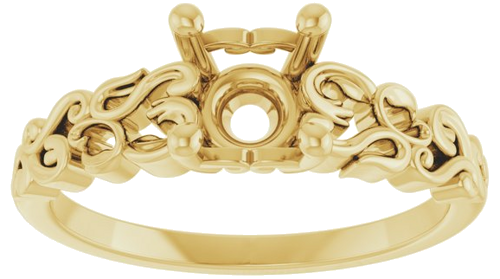 14K Yellow 6.5 mm Round Vintage-Inspired Solitaire Engagement Ring Mounting (3)