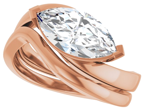 Sužadėtuvių Žiedas „Solitaire Bypass“ 14k rose gold Marquise 12.5mm x 6.5mm (10)