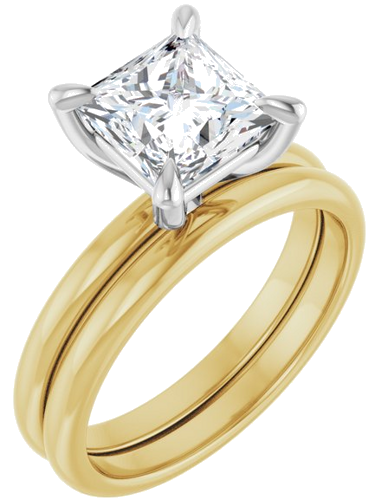 Sužadėtuvių Žiedas „Solitaire“ 14k yellow/white gold Square 7mm (6)