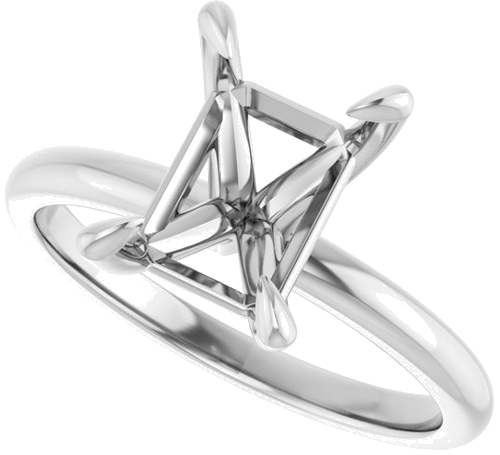 Platinum  9x7 mm Emerald Solitaire Engagement Ring Mounting (5)