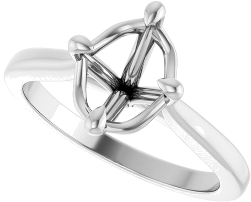 Sužadėtuvių Žiedas „Solitaire“ 14k white gold Elongated Cushion 9mm x 7mm (5)