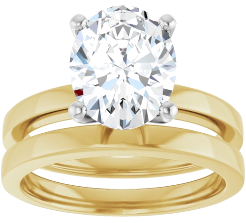 Sužadėtuvių Žiedas „Solitaire“ 585 Baltojo Ir Geltonojo Aukso Oval 10mm x 8mm (8)