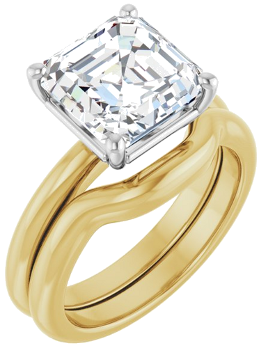 Sužadėtuvių Žiedas 14k yellow/white gold Asscher 9mm (6)