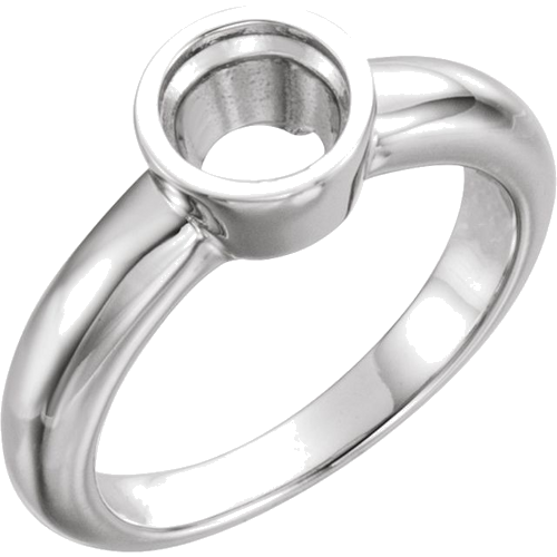 Sužadėtuvių Žiedas „Bezel-Set Solitaire“ 585 Baltojo Aukso Round 5.8mm (1)