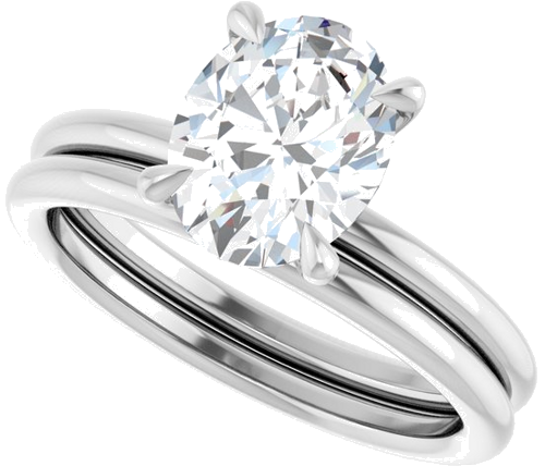 Sužadėtuvių Žiedas „Claw-Prong Solitaire“ 14k white gold Oval 9mm x 7mm (10)