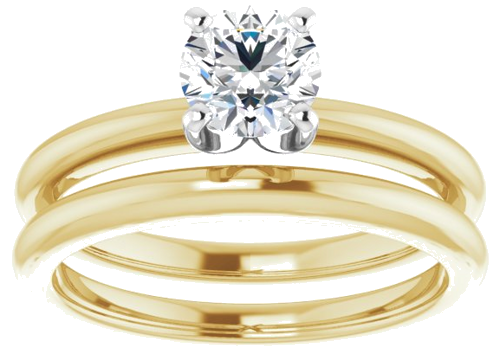 14K Yellow   White  5.5 mm Round Solitaire Engagement Ring Mounting (8)