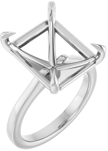 Sužadėtuvių Žiedas „Claw-Prong“ 14k white gold Emerald 14mm x 12mm (1)
