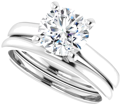 14K White 7.4 mm Round Engagement Ring Mounting (10)