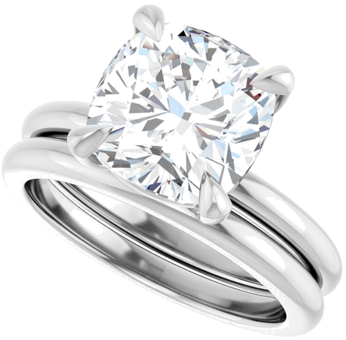 14K White 9x9 mm Cushion Solitaire Engagement Ring Mounting (10)
