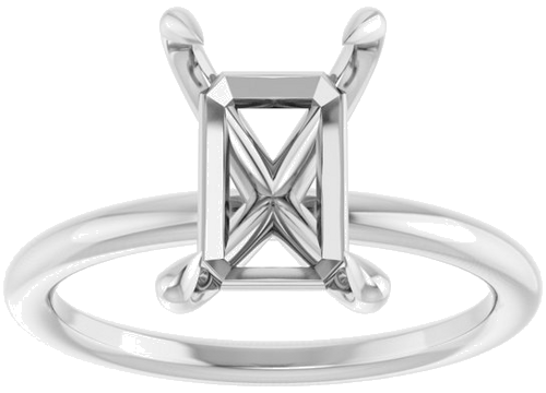 Sužadėtuvių Žiedas „Claw-Prong Solitaire“ 14k white gold Emerald 10mm x 7mm (3)
