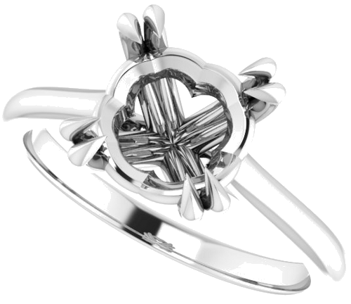 14K White 9 mm Round Solitaire Engagement Ring Mounting (5)