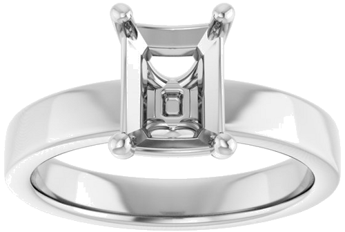 14K White 8x6 mm Emerald Solitaire Engagement Ring Mounting (3)