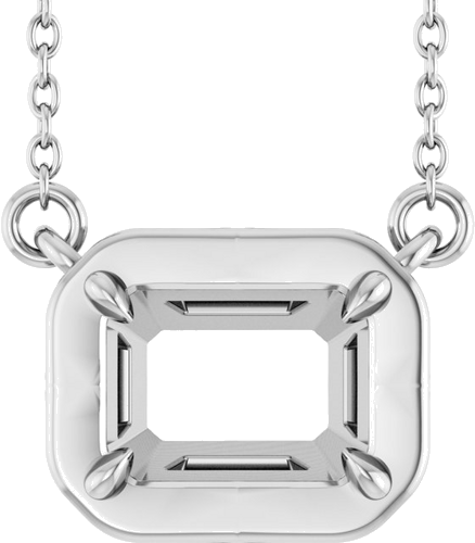 Pakabukas „Claw-Prong Solitaire Bezel-Style“ 14k white gold Emerald 7mm x 5mm (1)