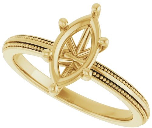 Sužadėtuvių Žiedas „Solitaire Milgrain“ 14k yellow gold Marquise 10mm x 5mm (5)