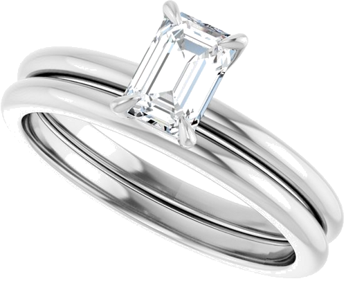 14K White  6x4 mm Emerald Solitaire Engagement Ring Mounting (10)