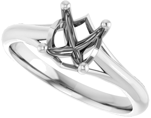 14K White 8x6 mm Oval Solitaire Engagement Ring Mounting (5)