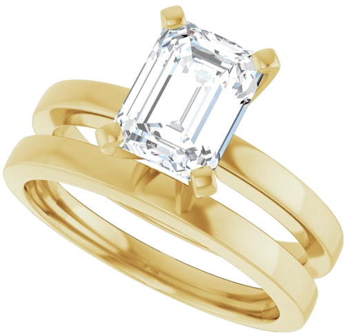 Sužadėtuvių Žiedas „Solitaire“ 585 Geltonojo Aukso Emerald 8mm x 6mm (10)