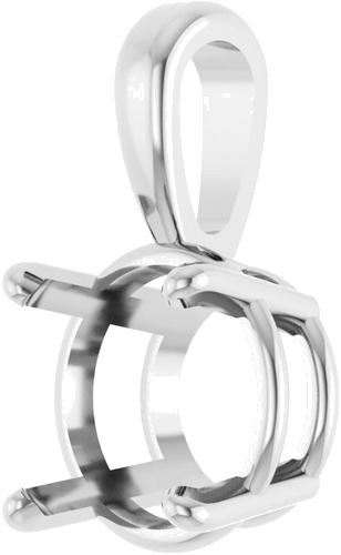 14K White 8.5 mm Round 4-Prong Pendant Mounting (2)