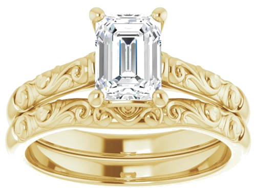 Sužadėtuvių Žiedas „Solitaire“ 585 Geltonojo Aukso Emerald 7mm x 5mm (6)