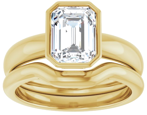 Sužadėtuvių Žiedas „Bezel-Set Solitaire“ 14k yellow gold Emerald 8mm x 6mm (8)