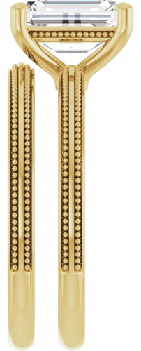 Sužadėtuvių Žiedas „Solitaire Milgrain“ 14k yellow gold Emerald 8mm x 6mm (9)