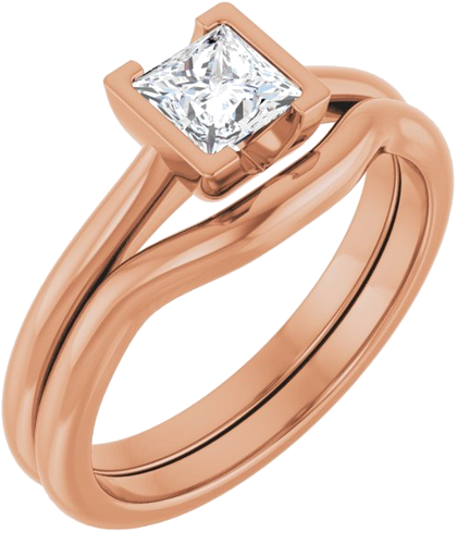 Sužadėtuvių Žiedas „Half-Bezel Solitaire“ 14k rose gold Square 4.5mm (6)
