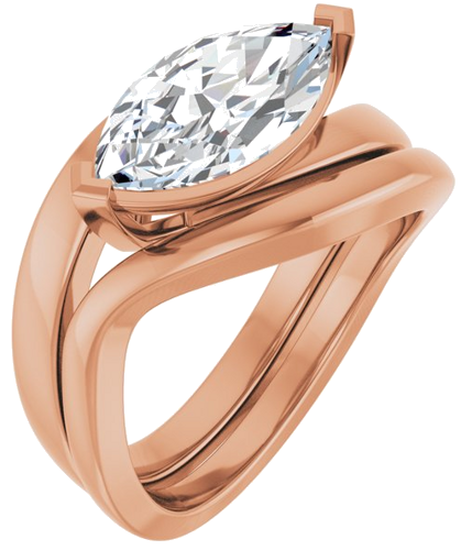 Sužadėtuvių Žiedas „Solitaire Bypass“ 14k rose gold Marquise 12.5mm x 6.5mm (6)