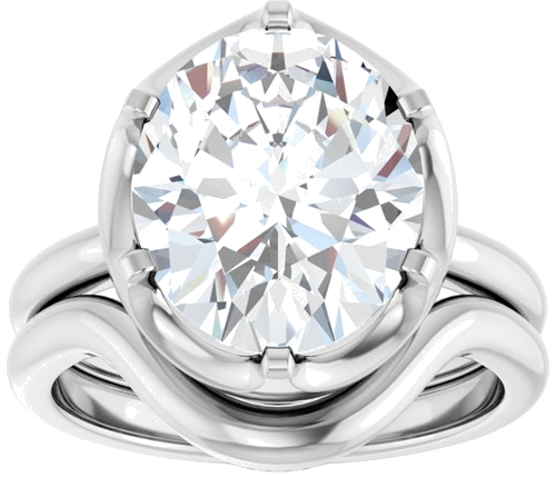 Sužadėtuvių Žiedas „Solitaire“ 14k white gold Oval 12mm x 10mm (8)