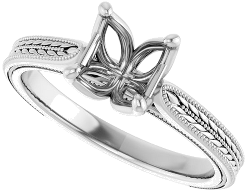 Sužadėtuvių Žiedas „Solitaire“ 14k white gold Asscher 6mm (5)