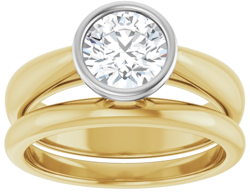 Sužadėtuvių Žiedas „Bezel-Set Solitaire“ 14k yellow/white gold Round 6.5mm (8)