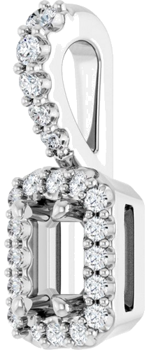 Pakabukas „Halo-Style“ 14k white gold Emerald 5mm x 3mm (2)