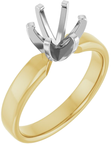 Sužadėtuvių Žiedas „Solitaire“ 585 Baltojo Ir Geltonojo Aukso Round 7mm (1)