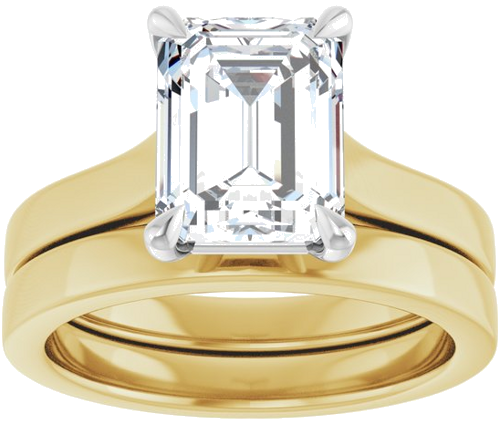 Sužadėtuvių Žiedas „Claw-Prong“ 14k yellow/white gold Emerald 9mm x 7mm (8)