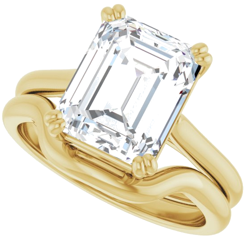 Sužadėtuvių Žiedas „Double Claw-Prong Solitaire“ 10k yellow gold Emerald 10mm x 8mm (10)