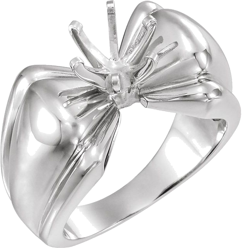 Sužadėtuvių Žiedas „Bow Design Solitaire“ 585 Baltojo Aukso Round 6.5mm (1)